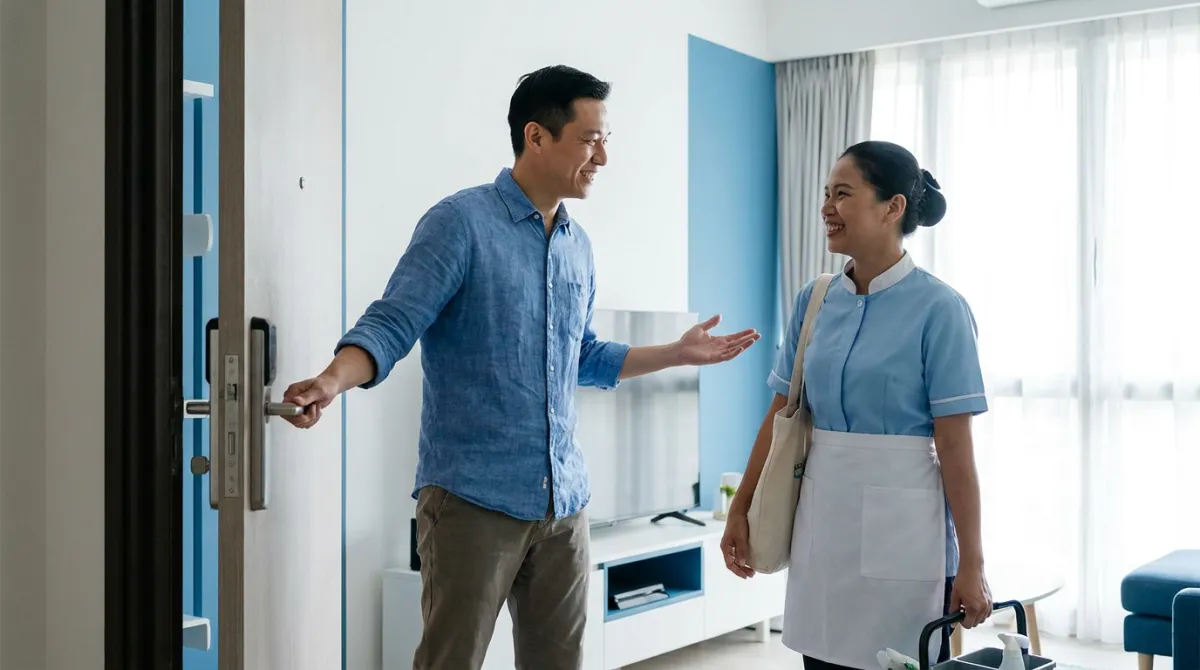 Cleaner disinfecting a surface